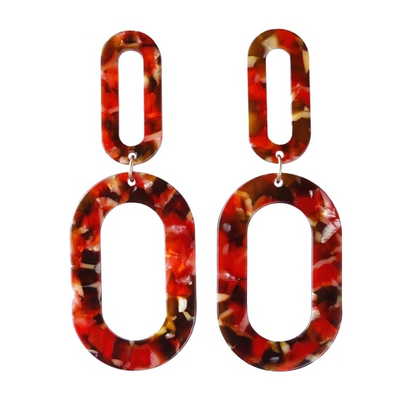 Acrylic Earrings Chandelier Boho Retro Dangle Stud - Picture 2 of 2